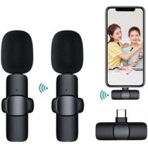 Microfone de Lapela Duplo Sem Fio Bluetooth USB-C Compatível