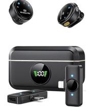 Microfone De Lapela Duplo Sem Fio Preto Com Ímã Anti Ruído Tipo C