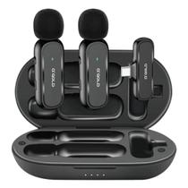 Microfone de Lapela Duplo Sem Fio Profissional MCF-11 Tipo C Celular, Live, Podcast, Aulas