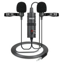 Microfone de Lapela Duplo Vokal SLM20 para com Bag - Preto Microfone de Lapela Duplo Vokal SLM20 para com Bag - Preto