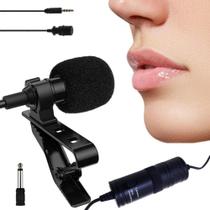 Microfone de Lapela Omnidirecional com Clipe, Cabo 6m e Adaptador P10/P2 Ci18