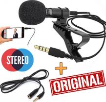 Microfone De Lapela Para Celular Smartphone Universal Para Gravar Vídeo + Cabo Extensor Stereo