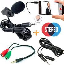 Microfone de Lapela Profissional Para Celular Smartphone Universal + Cabo Extensor Gravação de Vídeo