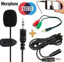 Microfone De Lapela Profissional Para Celular Universal Android Iphone + Cabo Extensor Gravação de Vídeo Stereo Youtuber