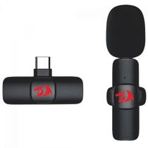 Microfone de Lapela Redragon Athan, Wireless, USB Tipo-C, Preto