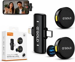 Microfone de Lapela Sem Fio Bluetooth, Kit com 2 Microfones, Cancelamento de Ruído, até 10hrs