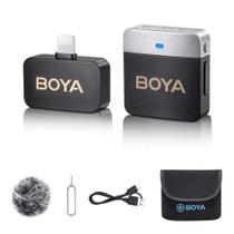 Microfone de Lapela sem fio Boya BY-M1V5 para iPhone Dual-Channel