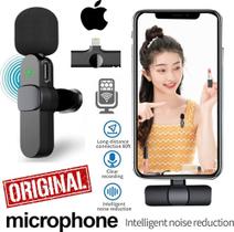 Microfone de Lapela Sem Fio Com Clipe Para iOS Smartphone Conector Lightning Wireless Gravar Vídeo Live Youtuber - RIOSUL STORE