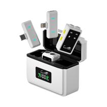 Microfone de Lapela Sem Fio Conexão Tipo-C e Lightning com Redução de Ruído Eletromex EL-1853
