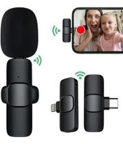 Microfone De Lapela Sem Fio Duplo P/ Samsung Motorola Xiaomi
