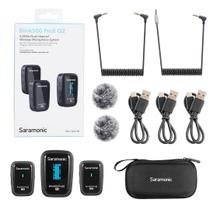 Microfone de lapela sem fio duplo para câmeras e celulares