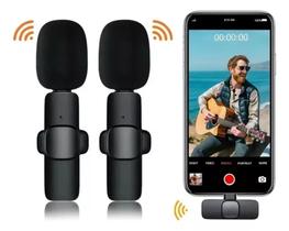 Microfone De Lapela Sem Fio Duplo Profissional Gravação Plug Tipo Lightning para iOS