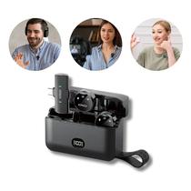 Microfone De Lapela Sem fio Duplo Redondo Tipo C Profissional Premium Wireless