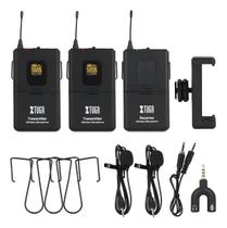 Microfone De Lapela Sem Fio Duplo Xtuga Cm4 Uhf Live Preto
