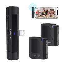 Microfone de lapela sem fio KIMAFUN duplo com clip Lightning para iPhone Microfone de lapela sem fio KIMAFUN duplo com clip Lightning para iPhone