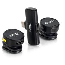 Microfone de Lapela sem Fio KMF4-C com Conexão Type-C e Padrão Omnidirecional Preto Kaidi