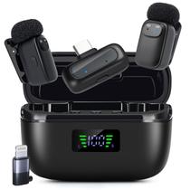 Microfone de lapela sem fio Lisiearoo para iPhone/Android/PC