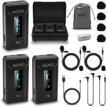 Microfone de lapela sem fio Movo WMX-2-DUO com estojo de carregamento Microfone de lapela sem fio Movo WMX-2-DUO com estojo de carregamento