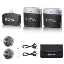 Microfone de Lapela sem fio para iPhone até Versão 14 DualChannel Boya BYM1V6