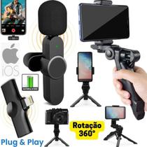 Microfone De Lapela Sem Fio Para iPhone Gravação Suporte Celular Filmagem Blogueira - CJR