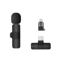 Microfone de Lapela Sem Fio Portátil Ideal para Lives e Conteúdo Microfone de Lapela Sem Fio Portátil Ideal para Lives e Conteúdo