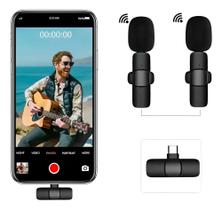 Microfone de Lapela Sem Fio Portátil p/ Gravação Áudio Vídeo iPhone Android e Transmissão
