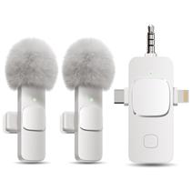 Microfone de lapela sem fio PQRQP 3 em 1 para iPhone branco