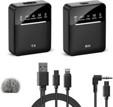 Microfone de lapela sem fio profissional para gravação de vídeo