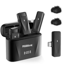 Microfone de lapela sem fio RGBlink compatível com iPhone 16,15 Pro Max, smartphone USB C, Samsung, Android conjunto de 2 microfones de lapela com cancelamento de ruído para criação de conteúdo, vlog, gravação e ASMR