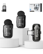 Microfone de lapela sem fio SUDEHO USB-C com cancelamento de ruído Microfone de lapela sem fio SUDEHO USB-C com cancelamento de ruído