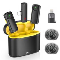 Microfone de lapela sem fio ZOPPLM, kit com 2 unidades, redução de ruído Microfone de lapela sem fio ZOPPLM, kit com 2 unidades, redução de ruído