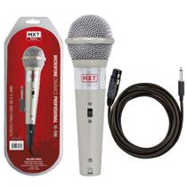 Microfone De Mão Dinâmico Prata Mxt M-966 Com Cabo P10 3 Metros