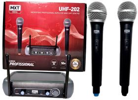 Microfone De mao Duplo Sem Fio Linha Profissional UHF-202 MXT