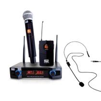 Microfone de Mão sem Fio Duplo - Cabeça e Mão Microfone de Mão sem Fio Duplo - Cabeça e Mão