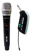 Microfone De Mão Sem Fio Uhf + Mini Receptor Com P10 Antena