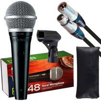 Microfone de mão shure pga-48 c/ cabo neutrik original + nf