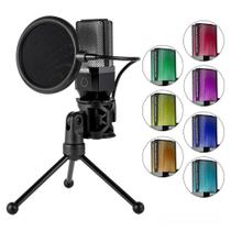 Microfone de Mesa Condensador com Pop-Filter Adne RGB Preto