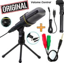 Microfone de Mesa Condensador Profissional Pc Celular Universal Acústico Gravar Vídeos Estúdio Suporte + Tripé Captação