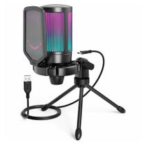 Microfone de Mesa Fifine A6V Ampligame, com Suporte, Condensador, RGB, USB, Preto - A6V Microfone de Mesa Fifine A6V Ampligame, com Suporte, Condensador, RGB, USB, Preto - A6V