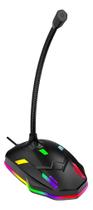 Microfone De Mesa Gamer Rgb Usb Condensador Pc Desktop Preto