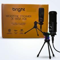 Microfone De Mesa Streamer Rgb Bright Conexão Usb Preto