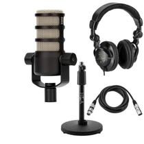 Microfone de podcasting Rode PodMic Dynamic com fones de ouvido H&A