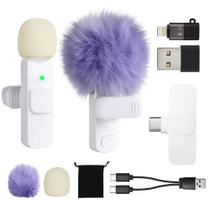 Microfone de telefone USB C para iPhone, tablet Android, iPad PC, mini microfone sem fio de lapela para criador de conteúdo, gravação de vídeo, vlog, Youtube, Tiktok, podcast, entrevista, microfones usbc, microfones pequenos, brancos