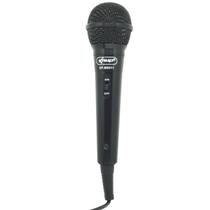 Microfone Dinâmico com Fio P10 P2 Cabo 2,8 Metros para Karaokê e Caixa de Som Knup KP-M0011 Preto