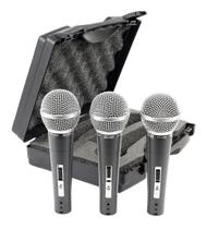 Microfone Dinamico CSR HT-48A-3 - Maleta C/ 3 Microfones
