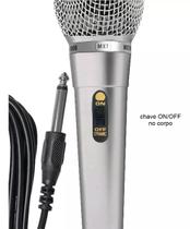 Microfone Dinâmico de Plástico Prata, C/Chave M-1800S