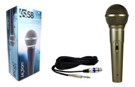 Microfone Dinâmico Les on Ls-58 Champanhe Com Fio
