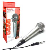 Microfone Dinâmico Profissional com fio 2.5M para Karaokê Tomate Prata