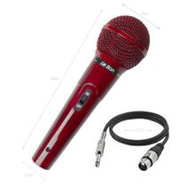Microfone Dinâmico Vermelho De Mão Leson Mc 200 + Cabo