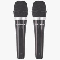 Microfone Duplo Com Fio P10 Hoopson Mic-003 Cabo 3 Mt Preto